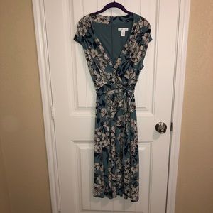 London Times Faux-Wrap Floral Dress
